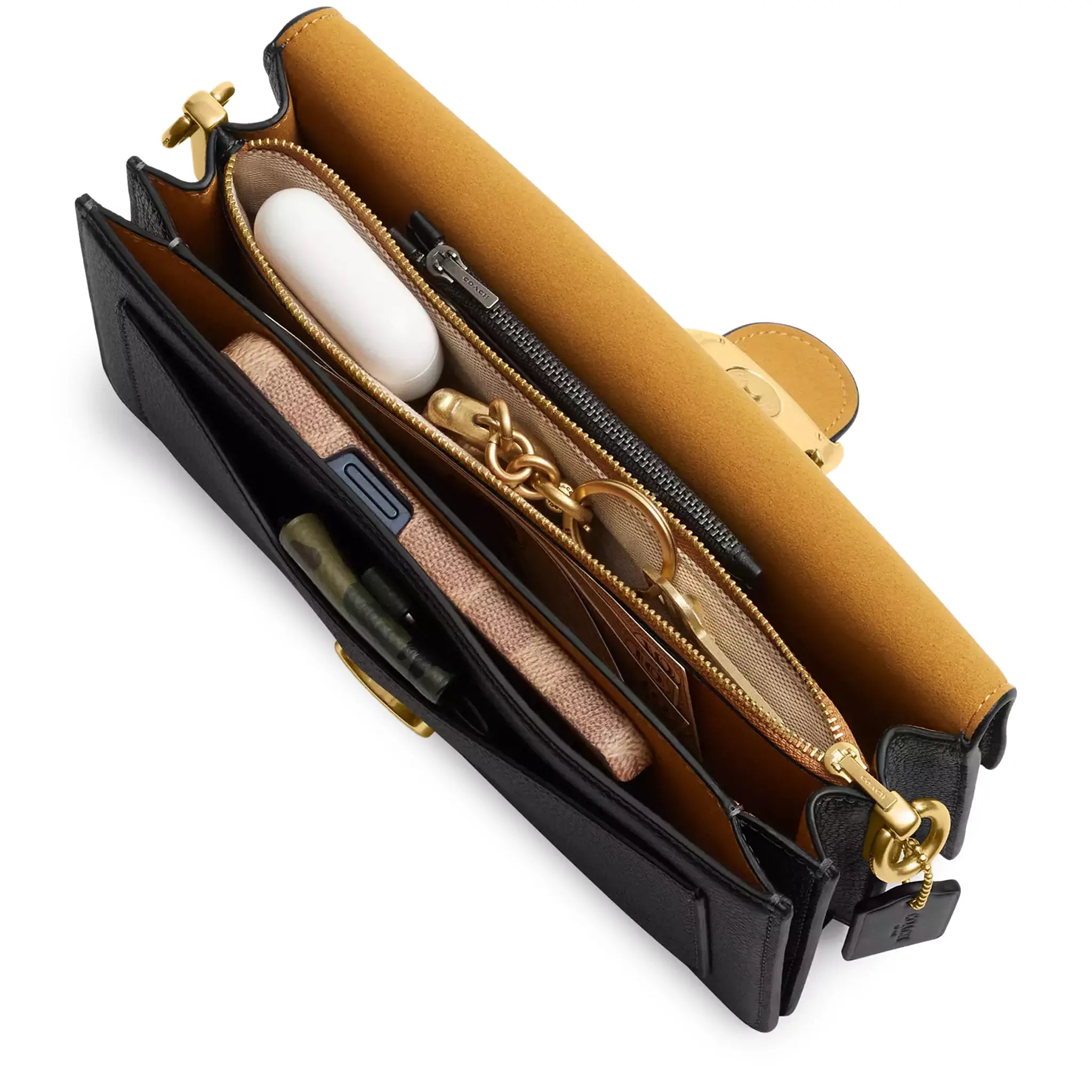 Detailed zip View of Coach Tabby 26 Black Shoulder Bag CH857